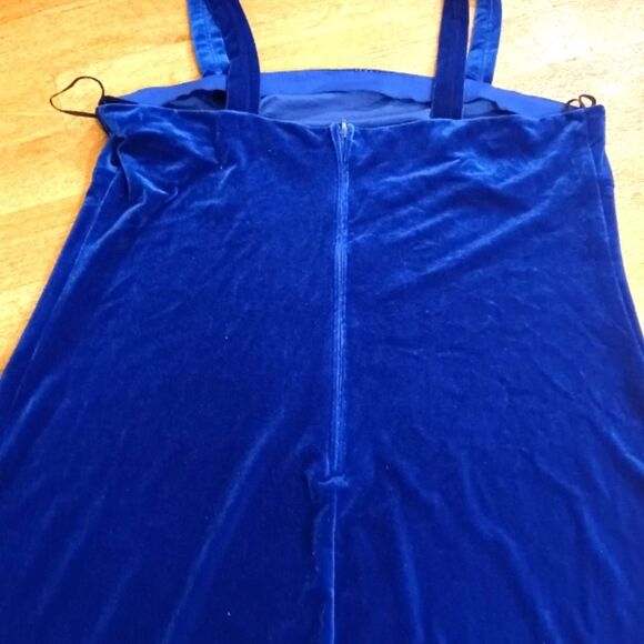 Plus Sz Vintage Blue Velvet Rhinestone Embellished Party Dress Sz 20 - Picture 3 of 6